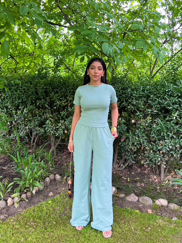 Mint Green Half Sleeves Terry Set