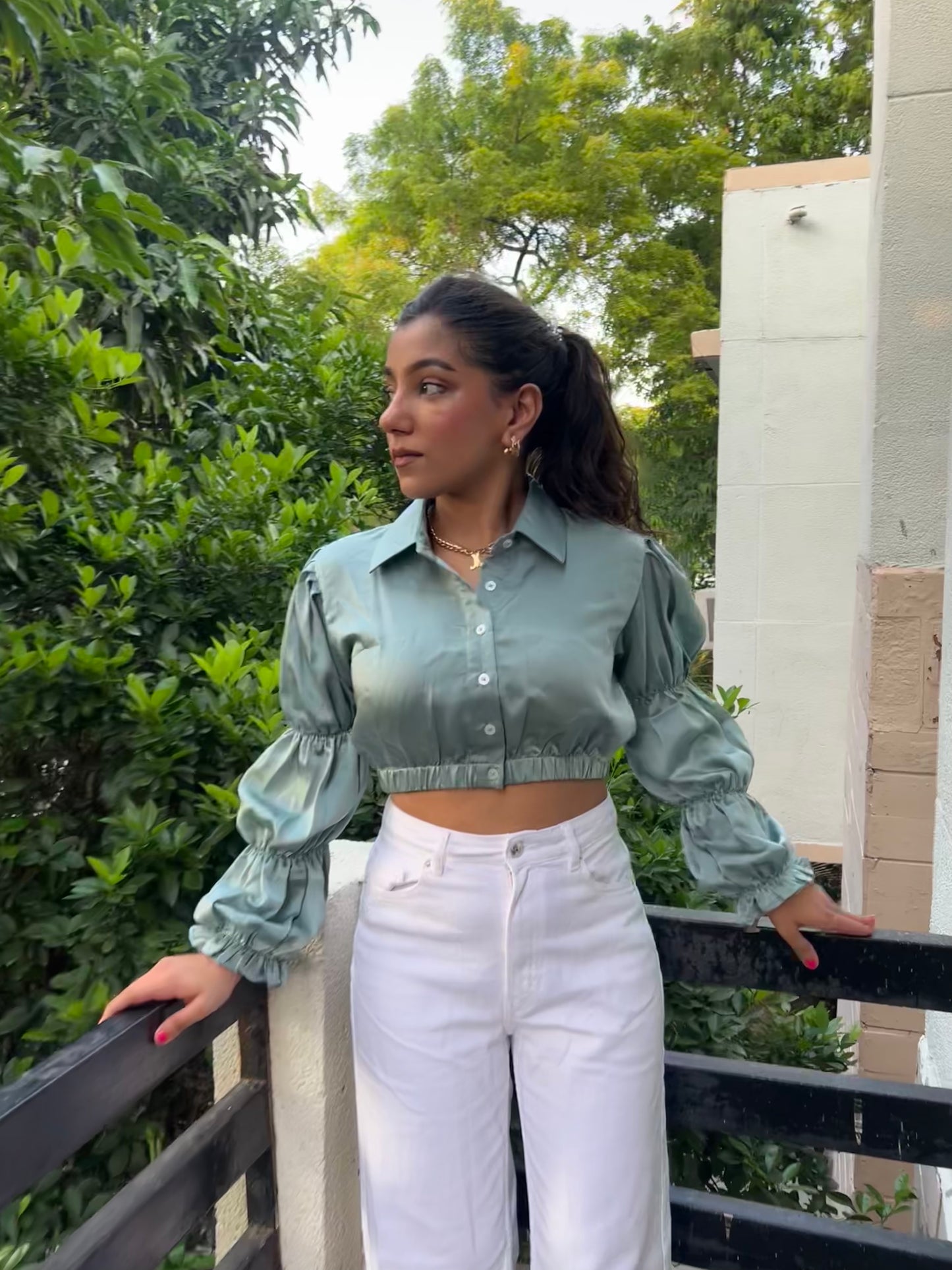 Paris Satin Ruffle Shirt