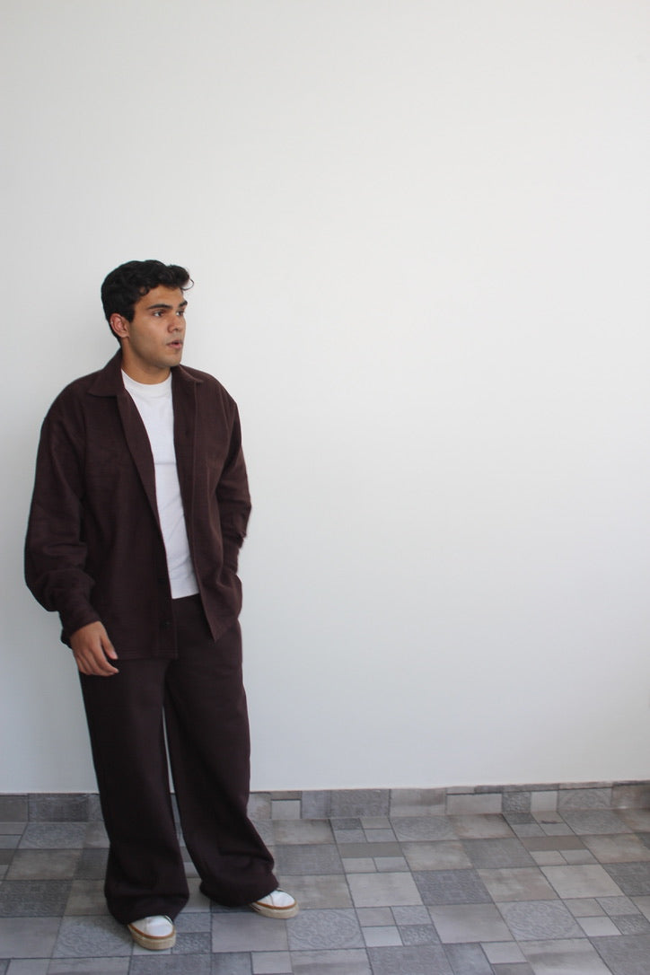 Cotton Fleece Brown Unisex Co-ord