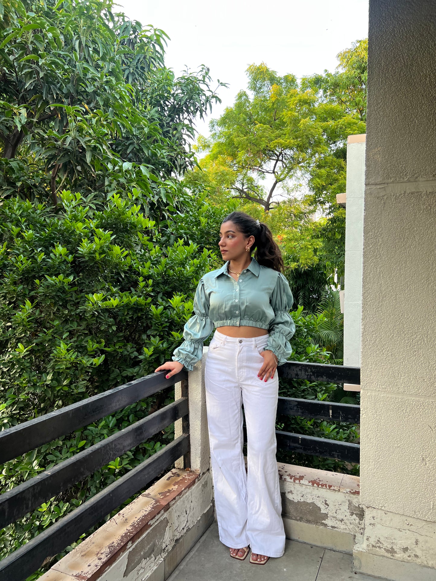 Paris Satin Ruffle Shirt