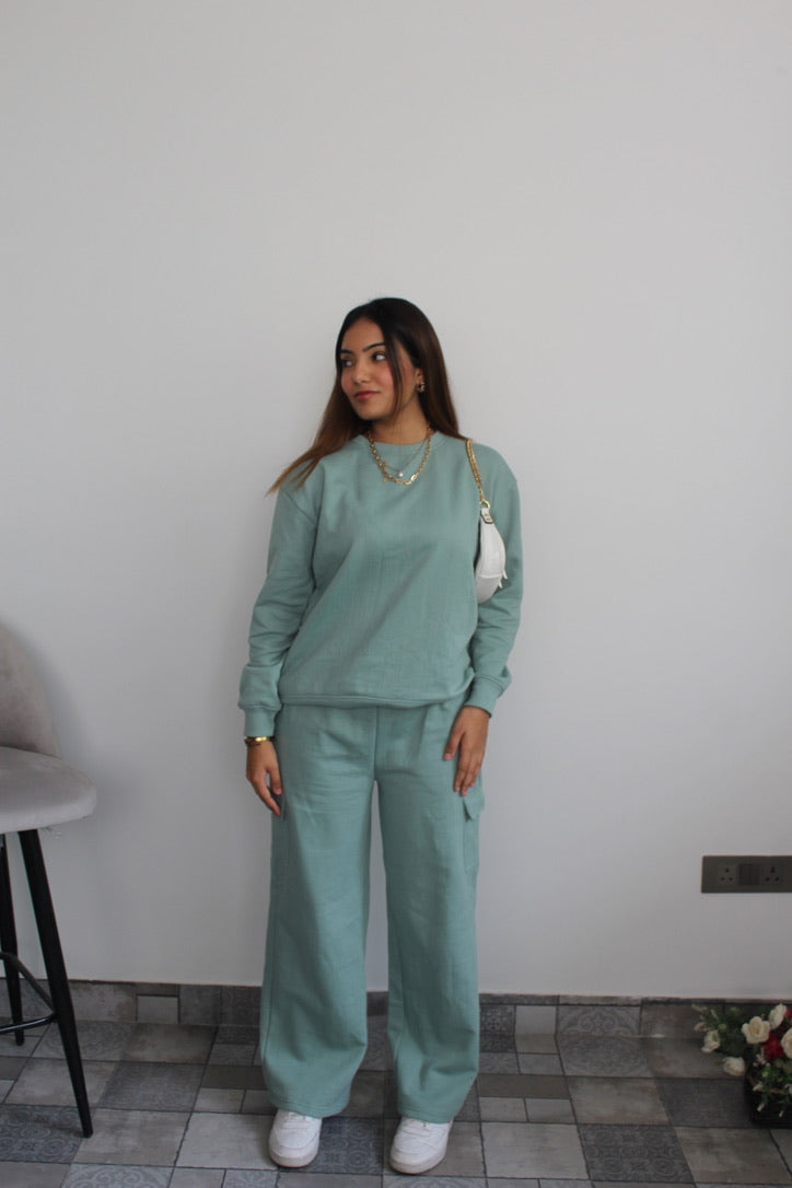Cotton Fleece Stone Blue Sweatshirt Unisex Set