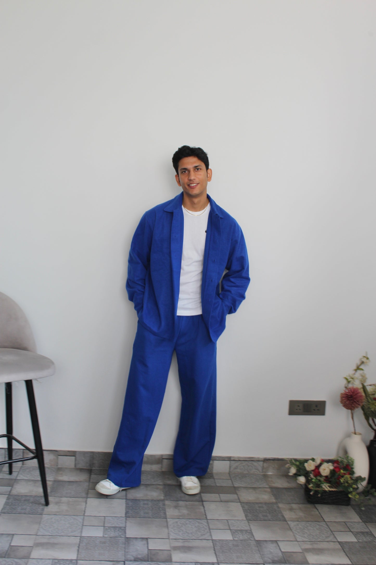 Cotton Fleece Electric Blue Unisex Co-ord