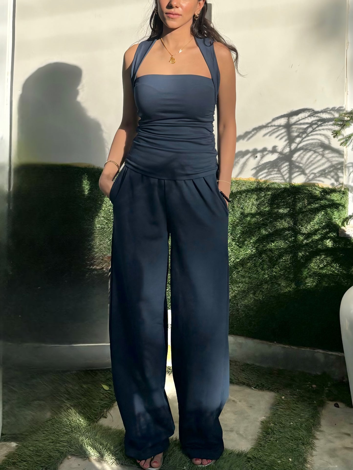 Pure Cotton Ruched top & Pants set