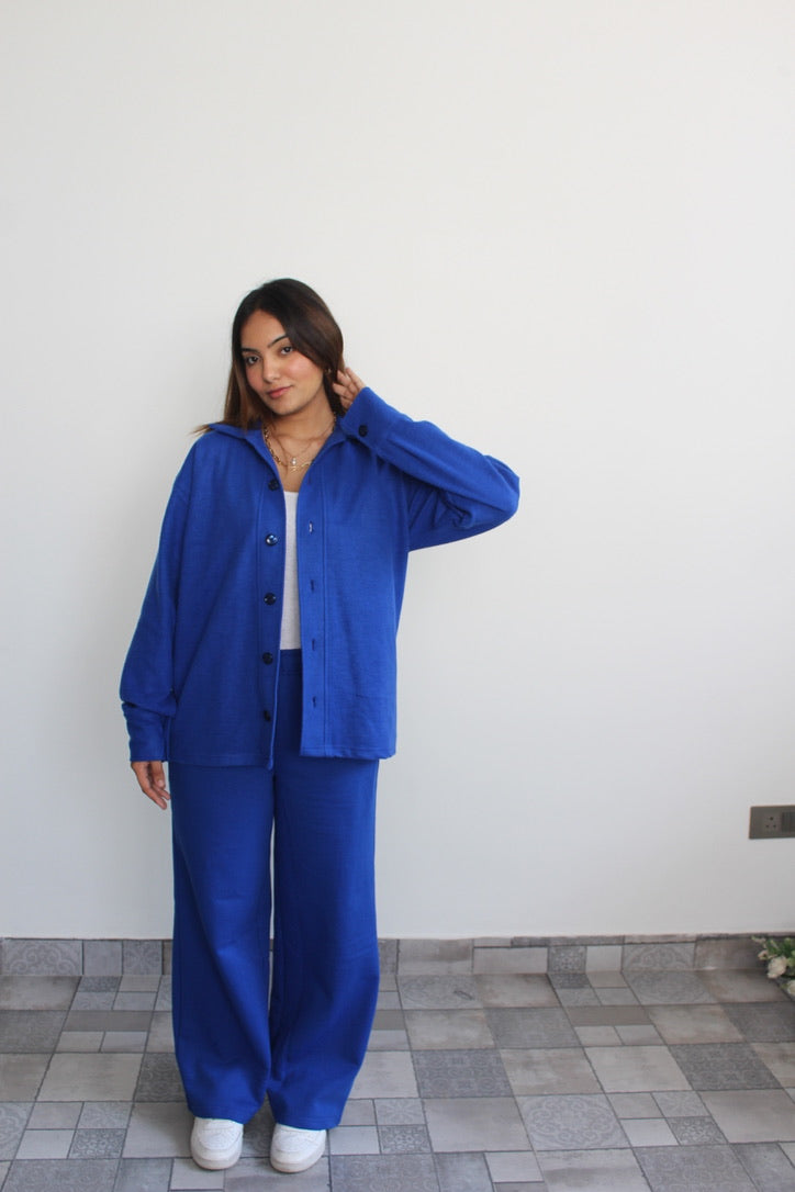 Cotton Fleece Electric Blue Unisex Co-ord