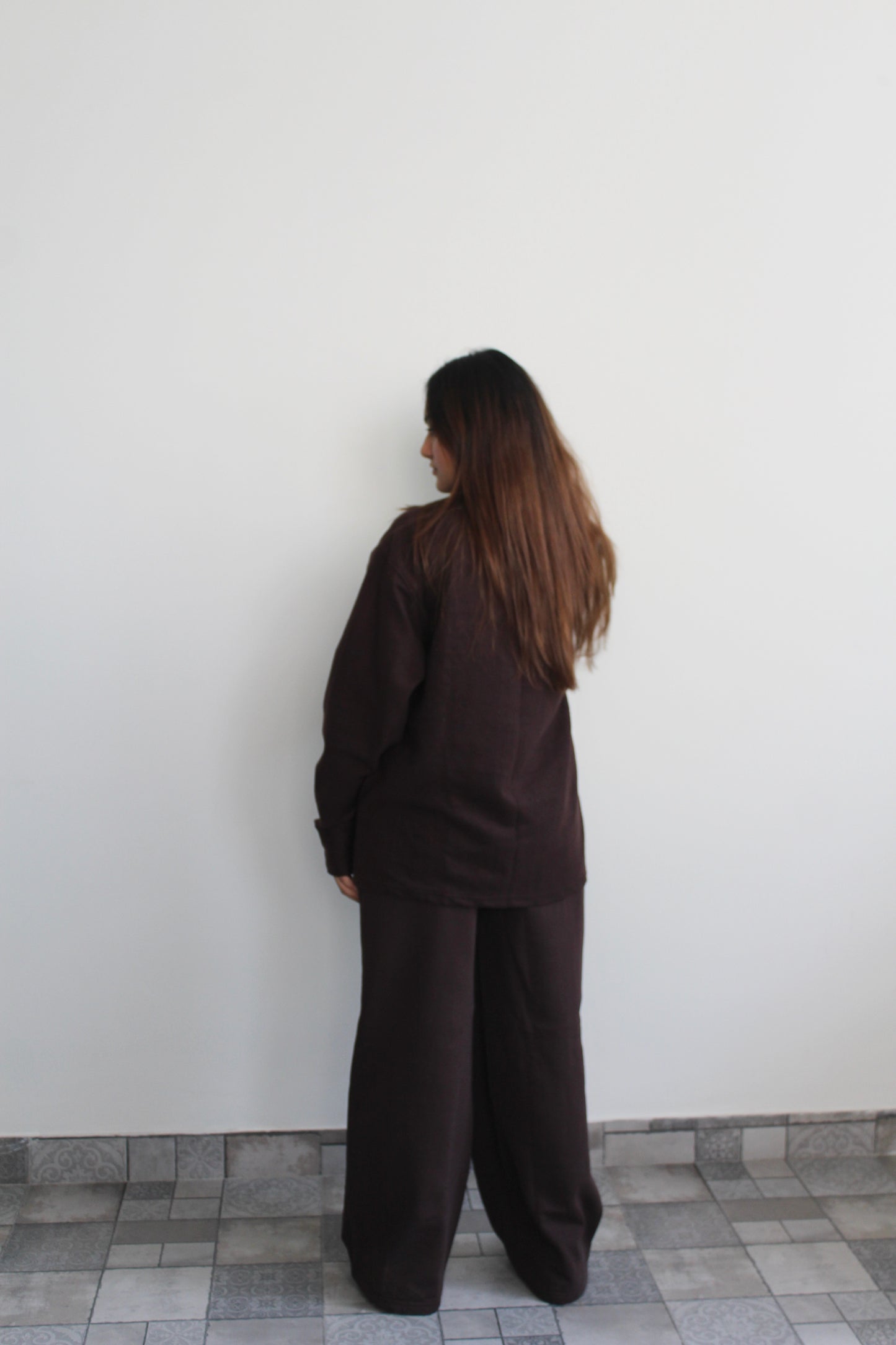 Cotton Fleece Brown Unisex Co-ord