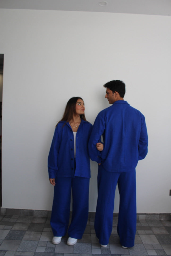 Cotton Fleece Electric Blue Unisex Co-ord