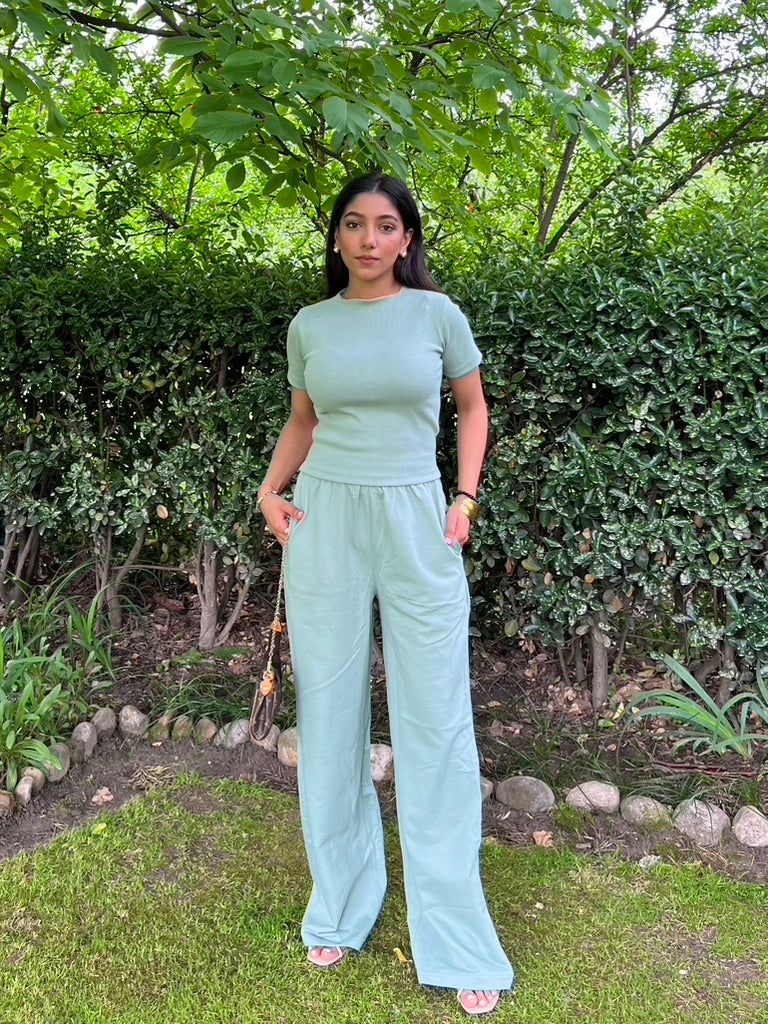 Mint Green Half Sleeves Terry Set