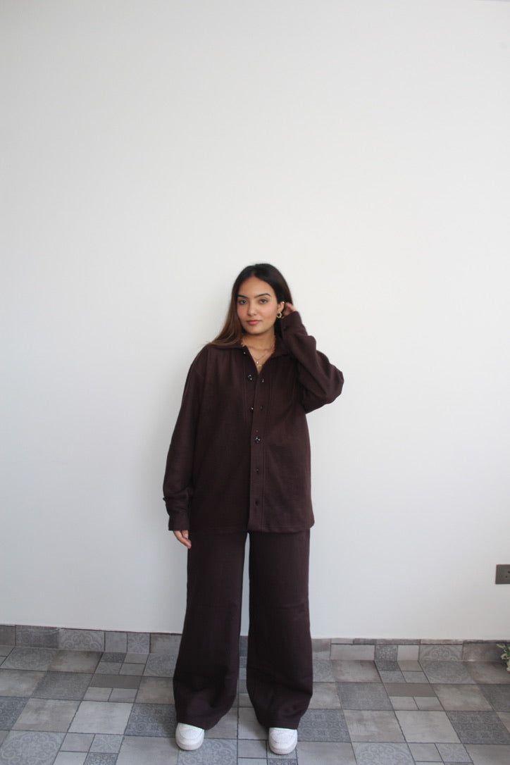 Cotton Fleece Brown Unisex Co-ord