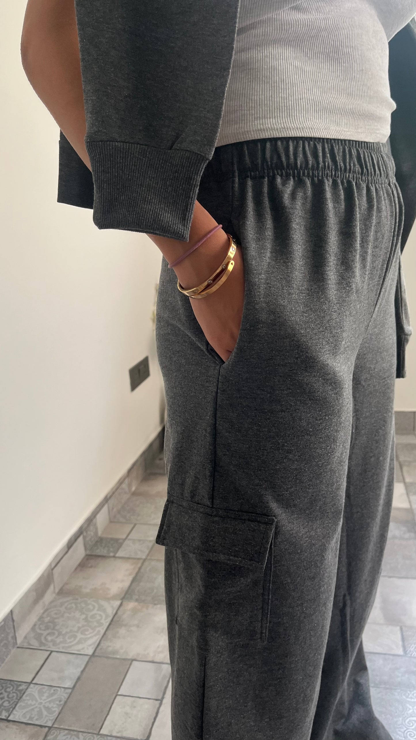 Cotton Fleece Sweatshirt Grey Melange Unisex Set