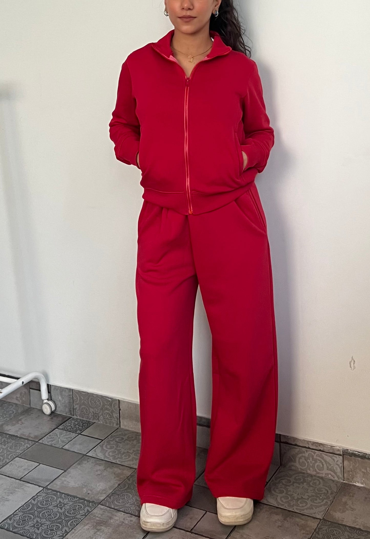 Fleece Red Zipper & Fleece Pants SET