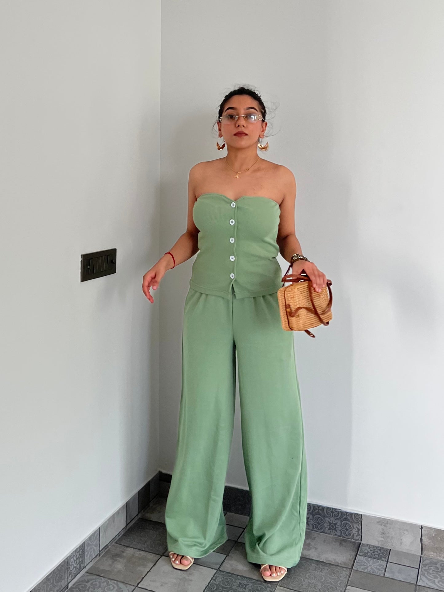 Tube Waistcoat Wide Leg Co-ord
