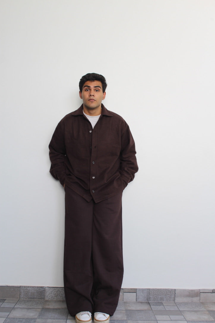 Cotton Fleece Brown Unisex Co-ord