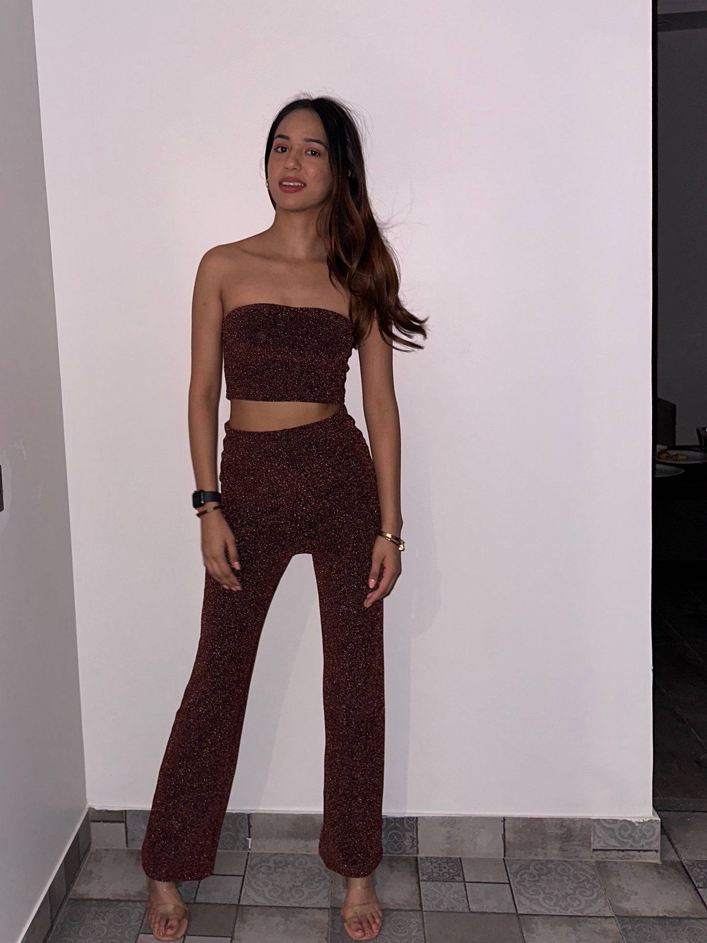 Brown Cotton Shimmer TOP ONLY ( 3 available)