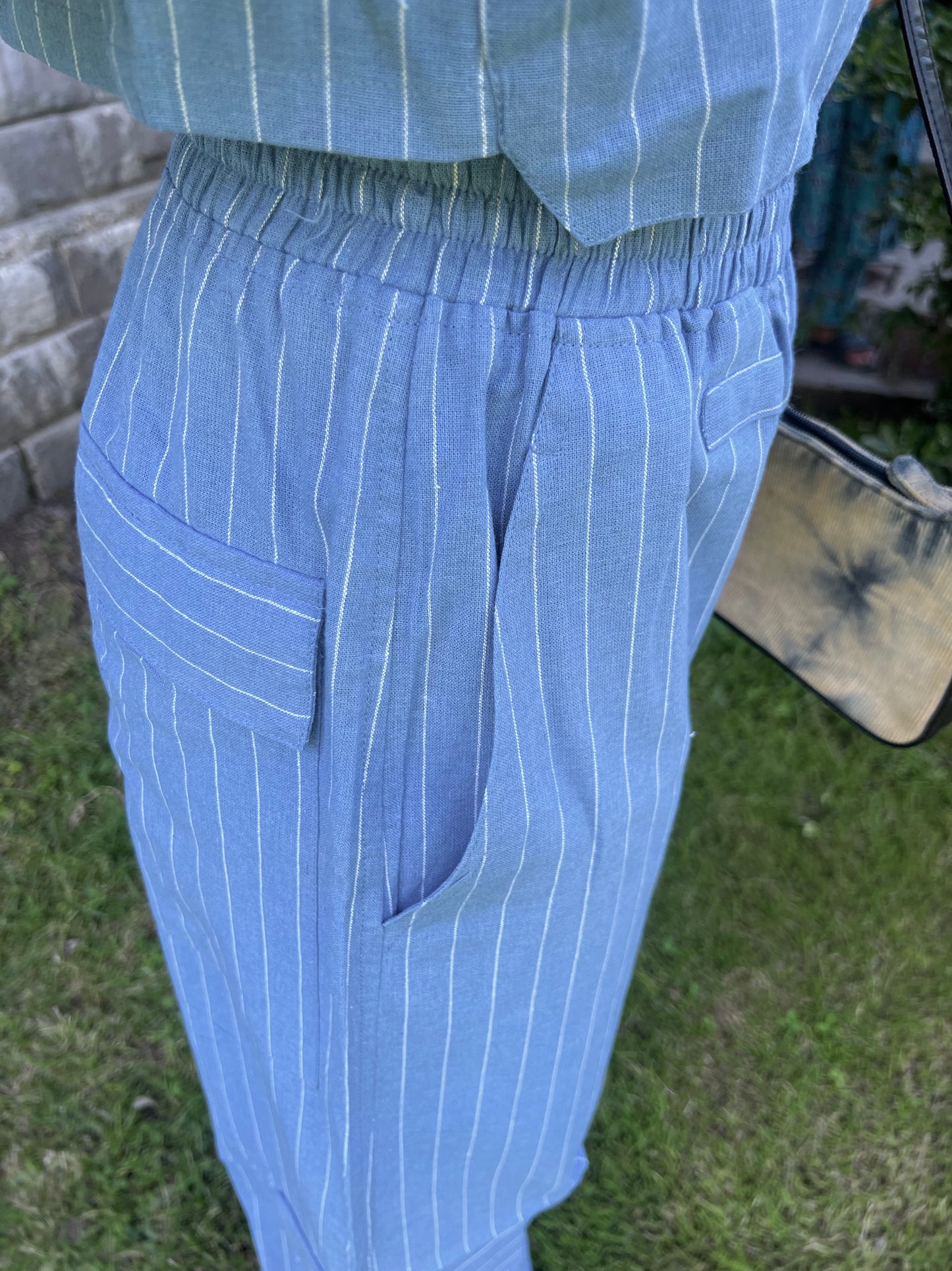 Stripes boxer crop shirt set