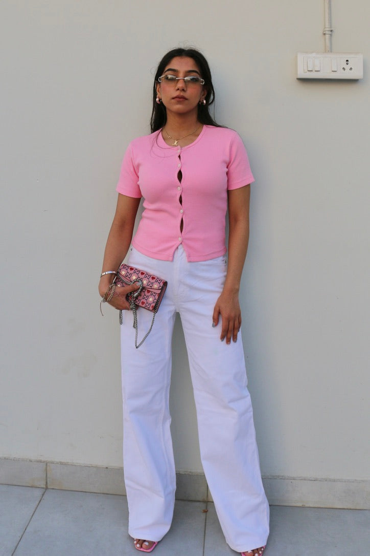 Light Pink Cotton Rib Top