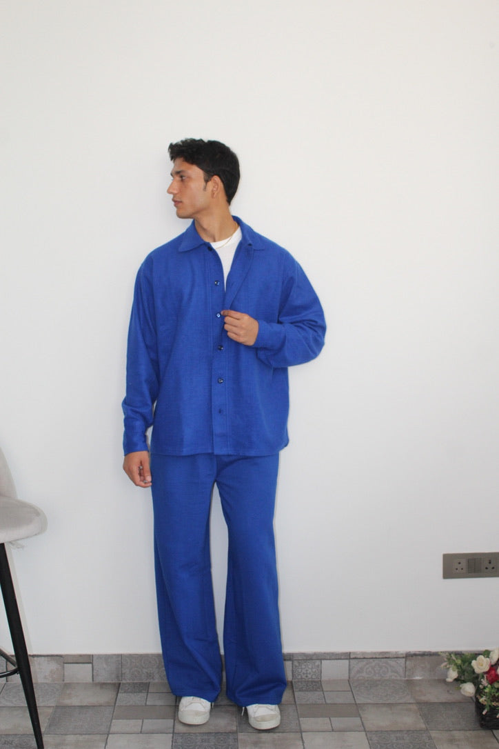 Cotton Fleece Electric Blue Unisex Co-ord