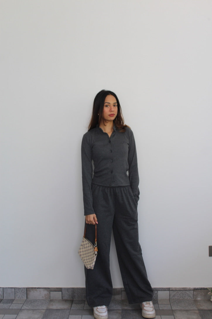 Cotton Fleece Grey Melange Set