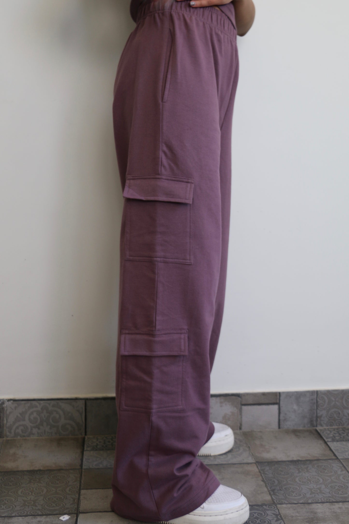 Mauve Half Sleeves French Terry Cargo Co-ord