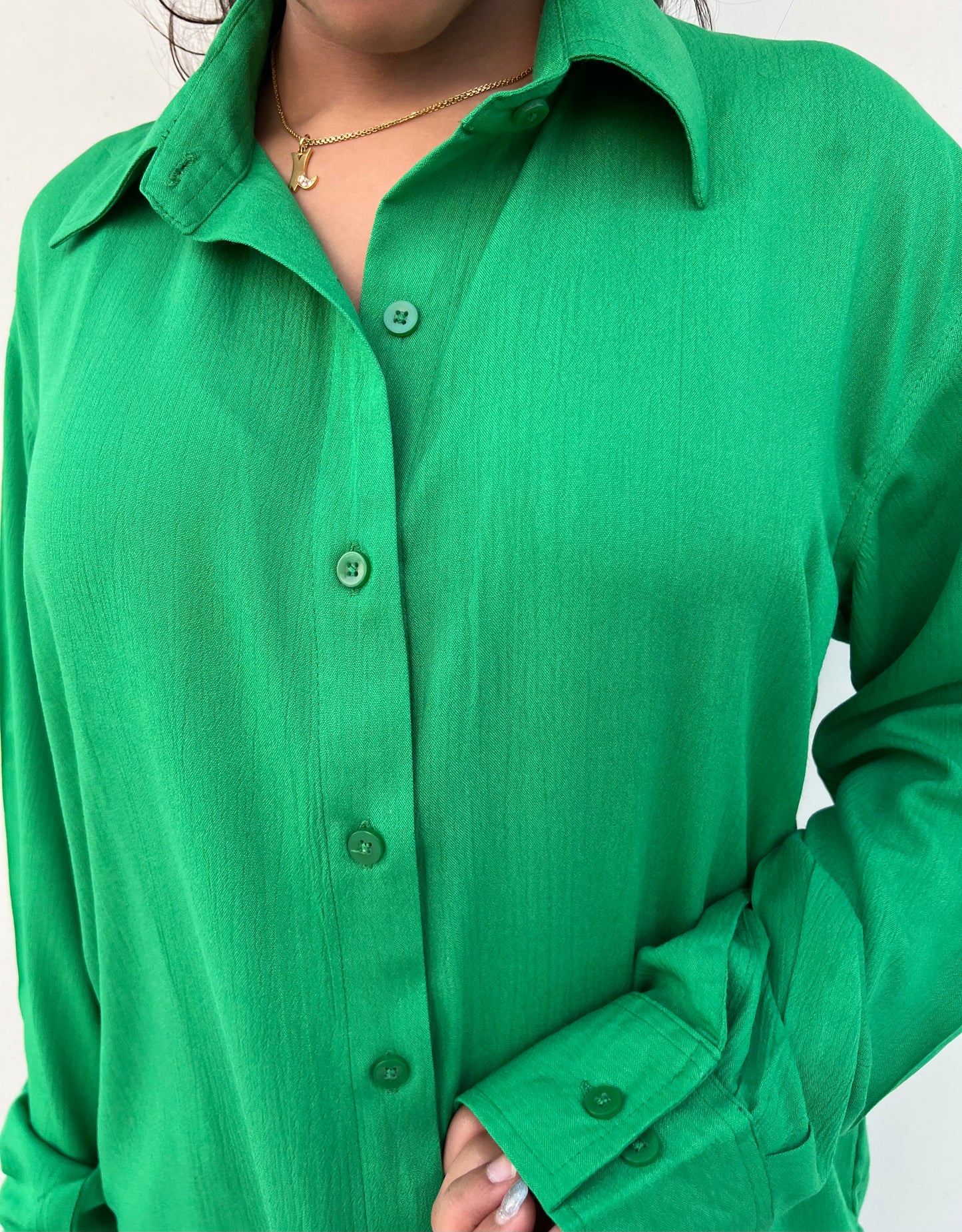Wrinkled Green Shirt Set