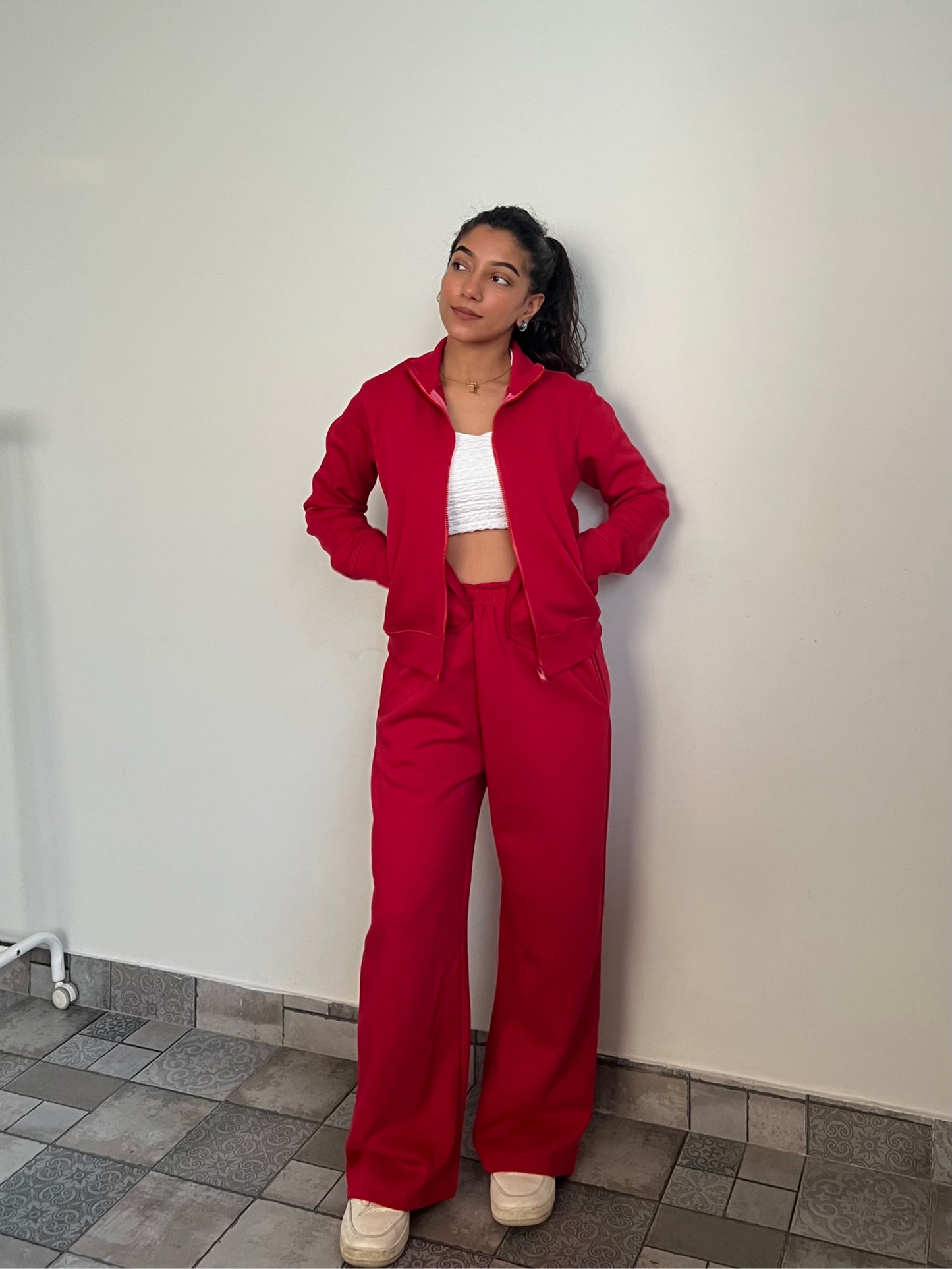 Fleece Red Zipper & Fleece Pants SET