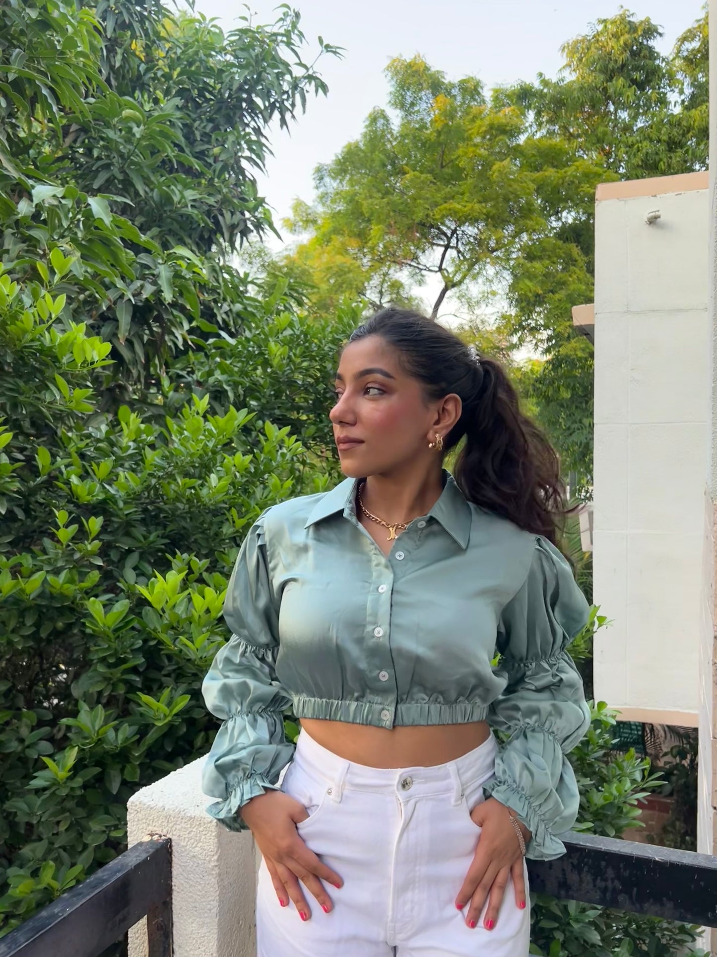 Paris Satin Ruffle Shirt