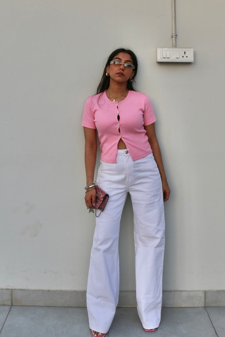 Light Pink Cotton Rib Top