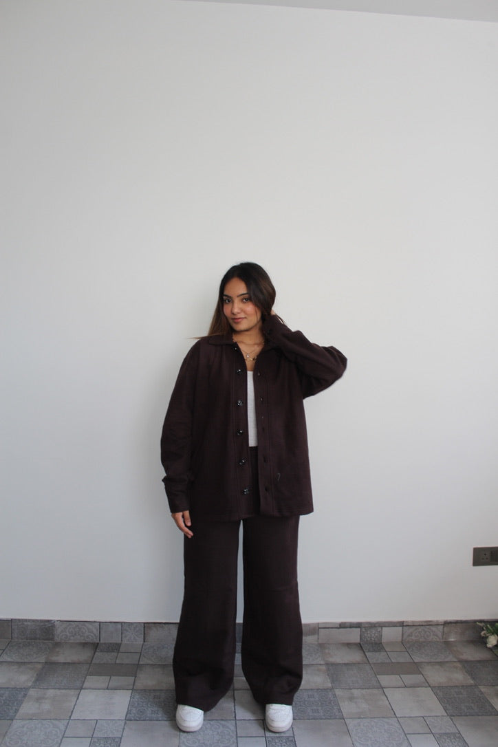 Cotton Fleece Brown Unisex Co-ord