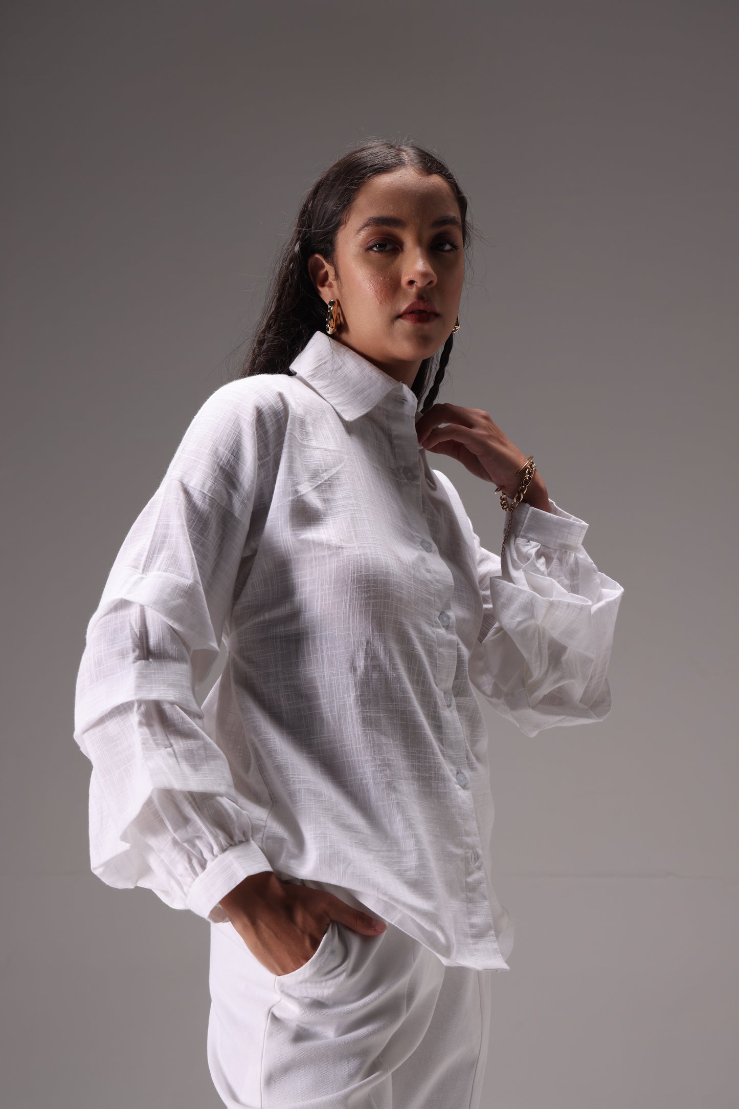 Essential Ruffle Cotton Linen Shirt & Duck Pants Set