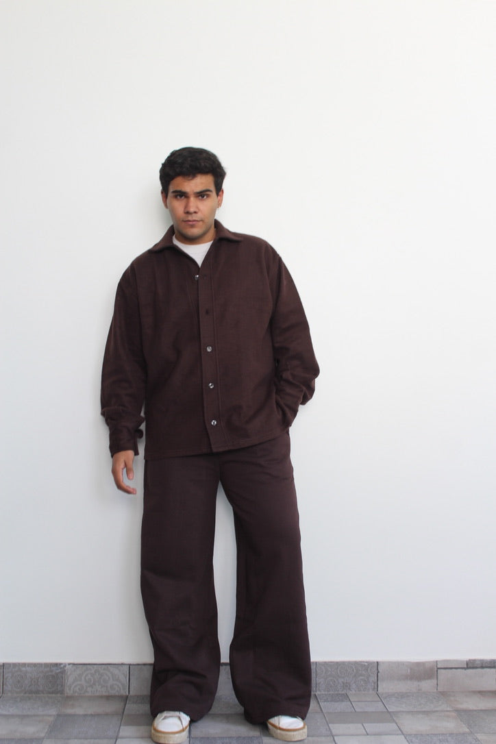 Cotton Fleece Brown Unisex Co-ord