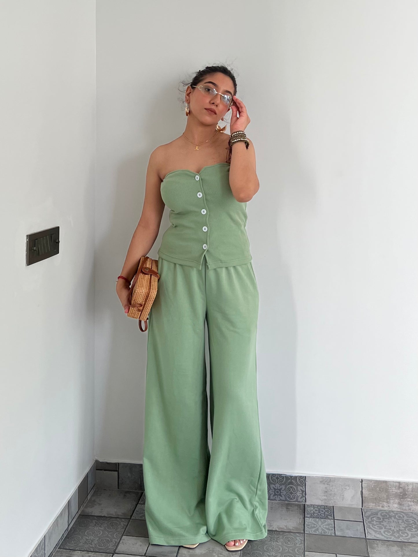 Tube Waistcoat Wide Leg Co-ord
