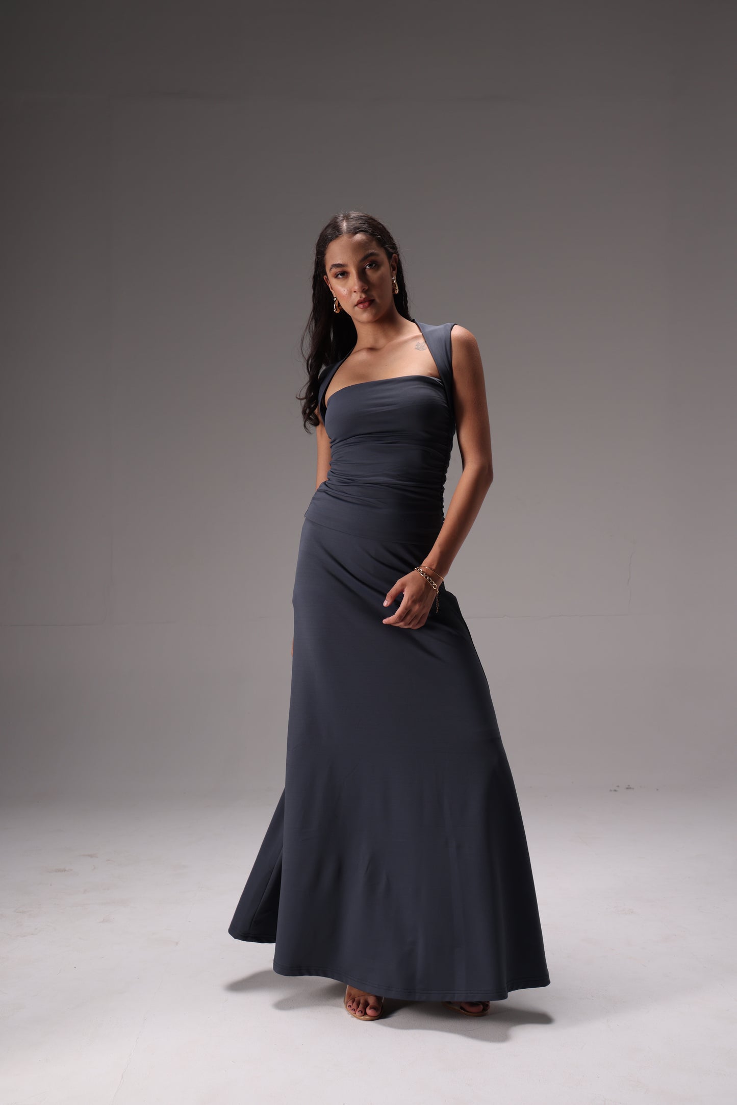 Seamless Ruched Cotton Elastane Skirt set