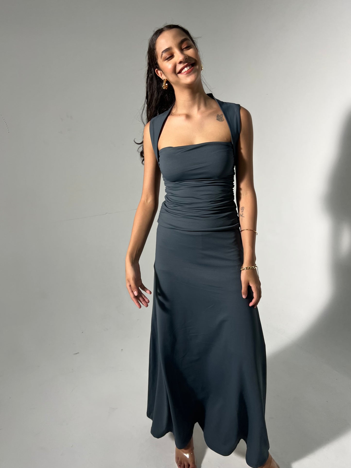 Seamless Ruched Cotton Elastane Skirt set