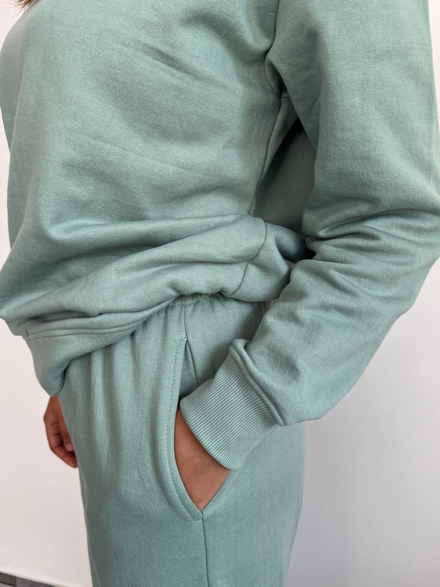 Cotton Fleece Stone Blue Sweatshirt Unisex Set