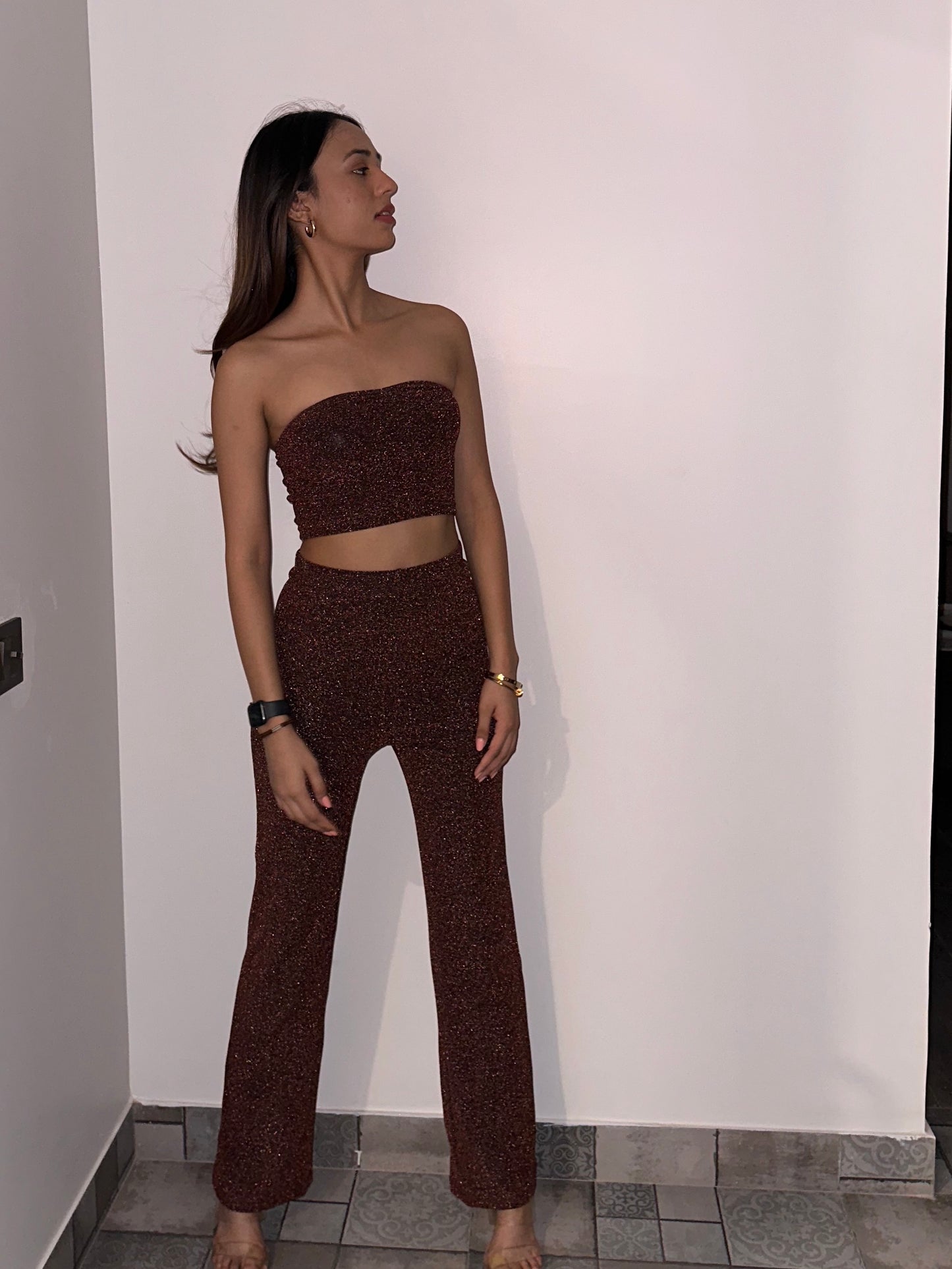 Brown Cotton Shimmer TOP ONLY ( 3 available)