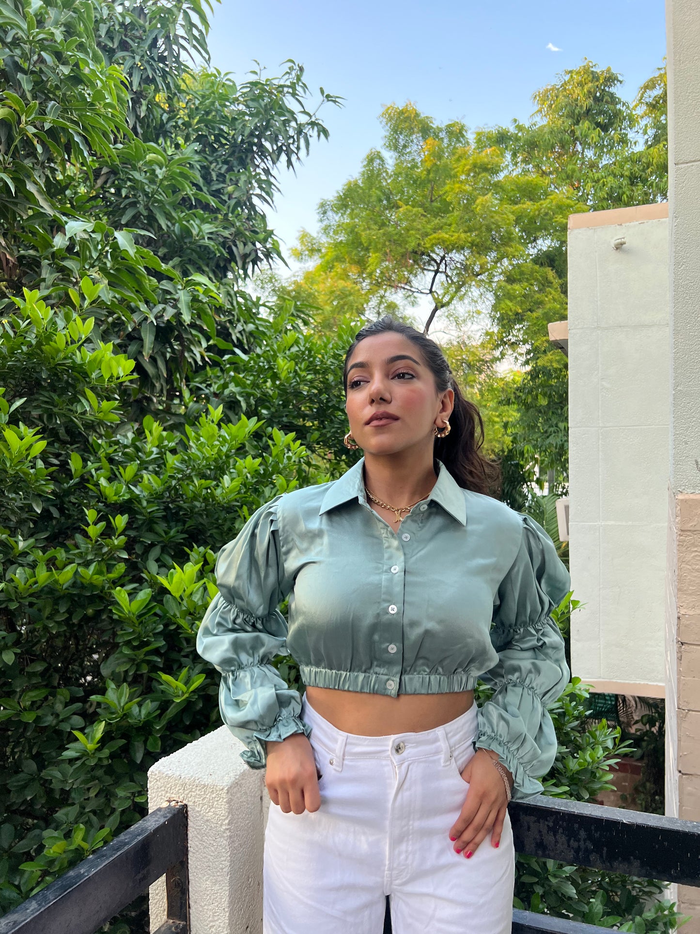 Paris Satin Ruffle Shirt