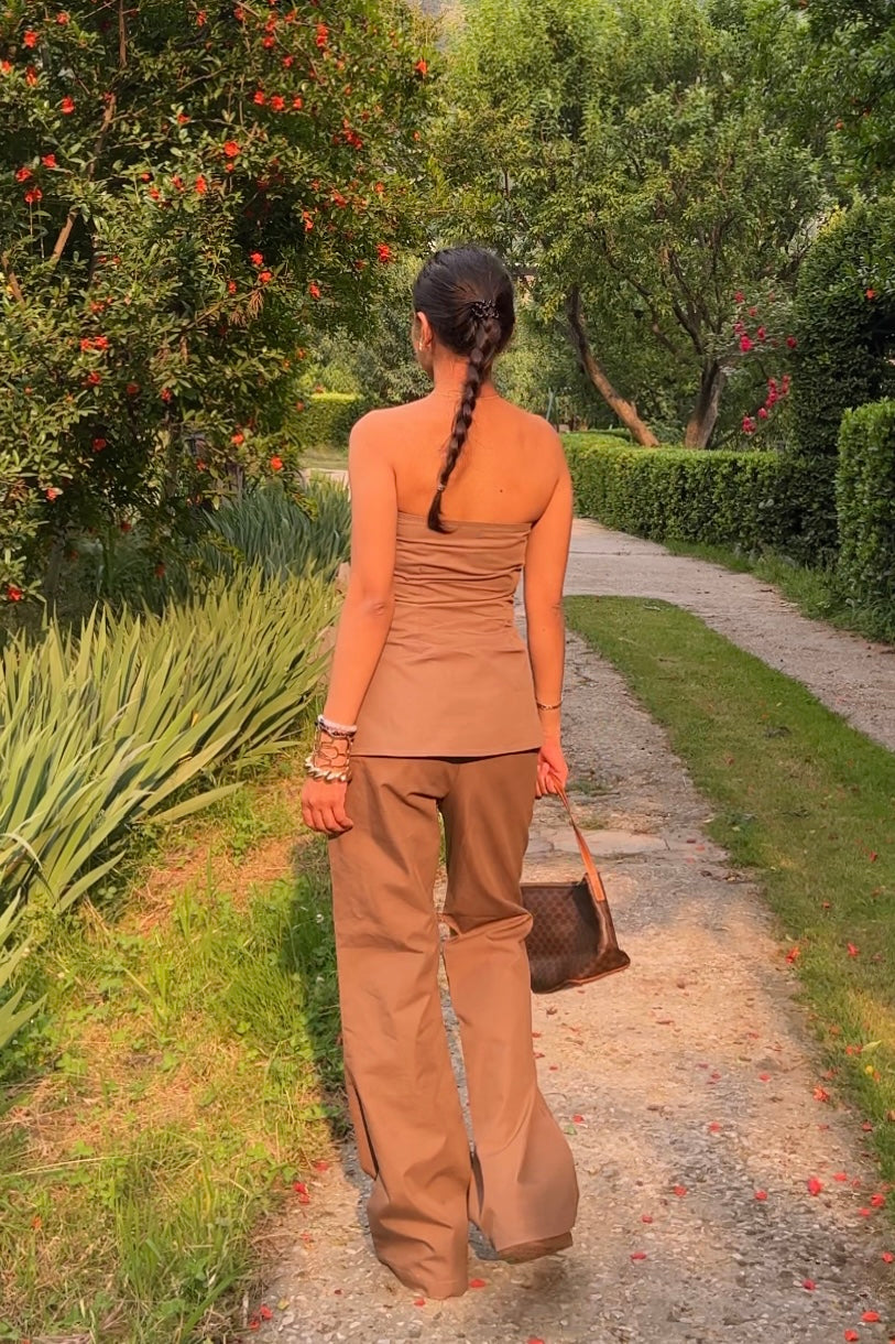 Cinnamon Tube Cotton Poplin Pant Set