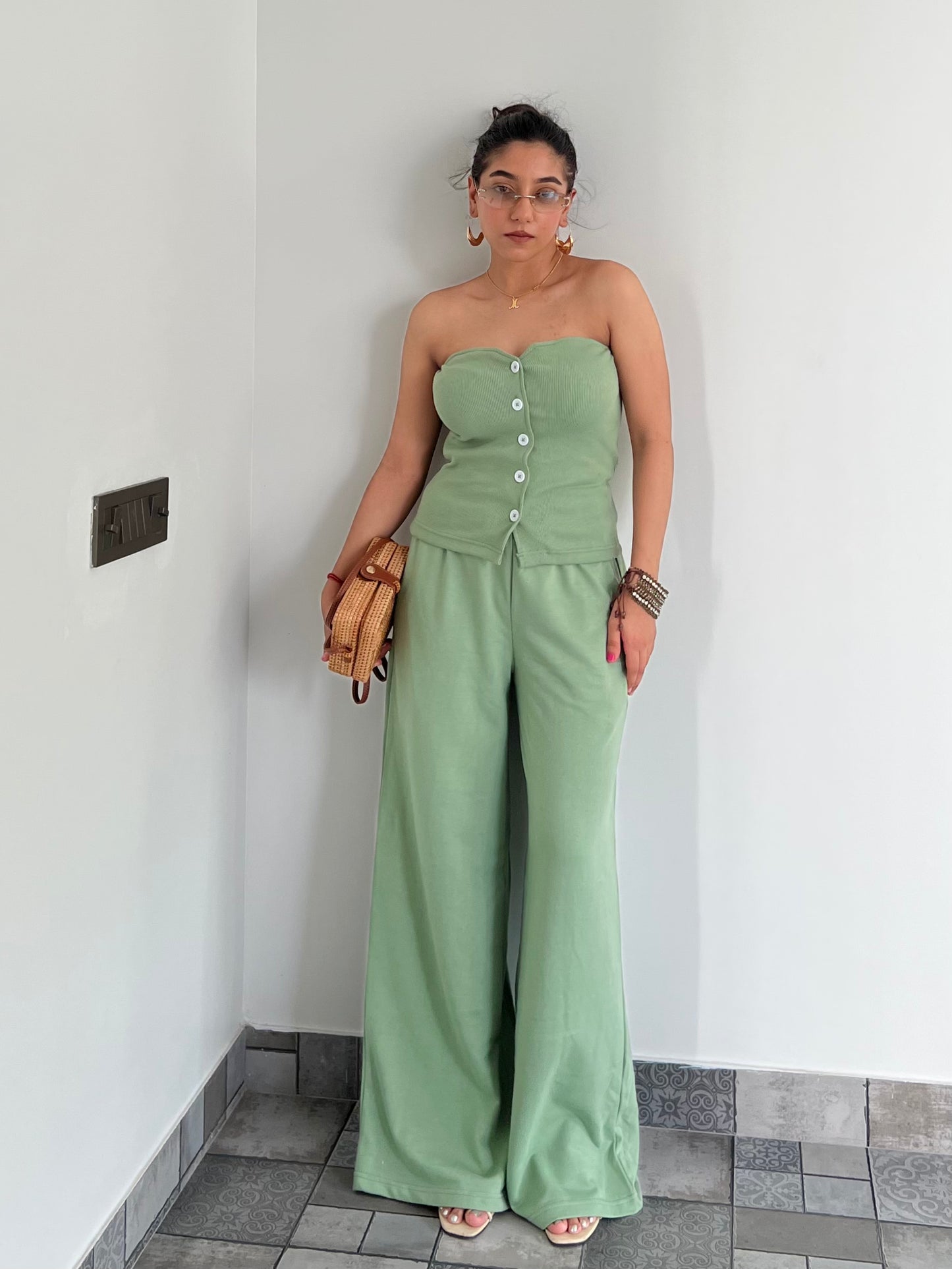 Tube Waistcoat Wide Leg Co-ord