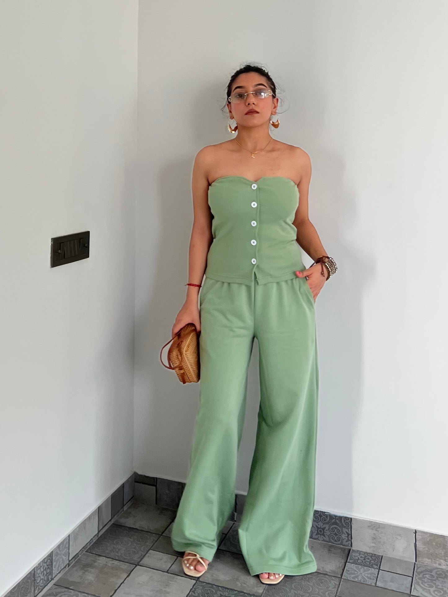 Tube Waistcoat Wide Leg Co-ord