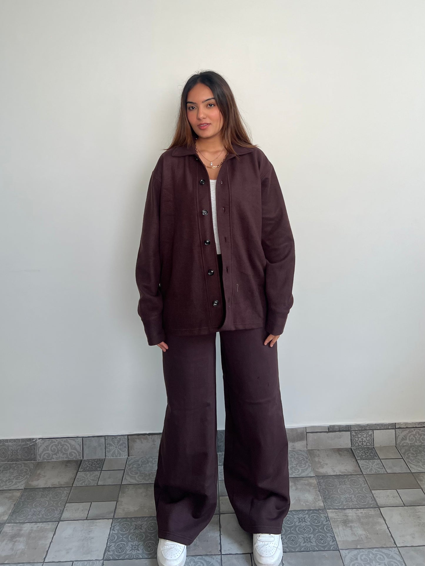 Cotton Fleece Brown Unisex Co-ord
