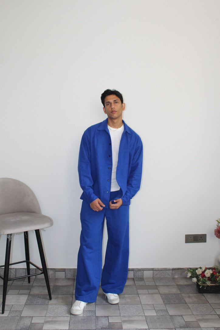 Cotton Fleece Electric Blue Unisex Co-ord