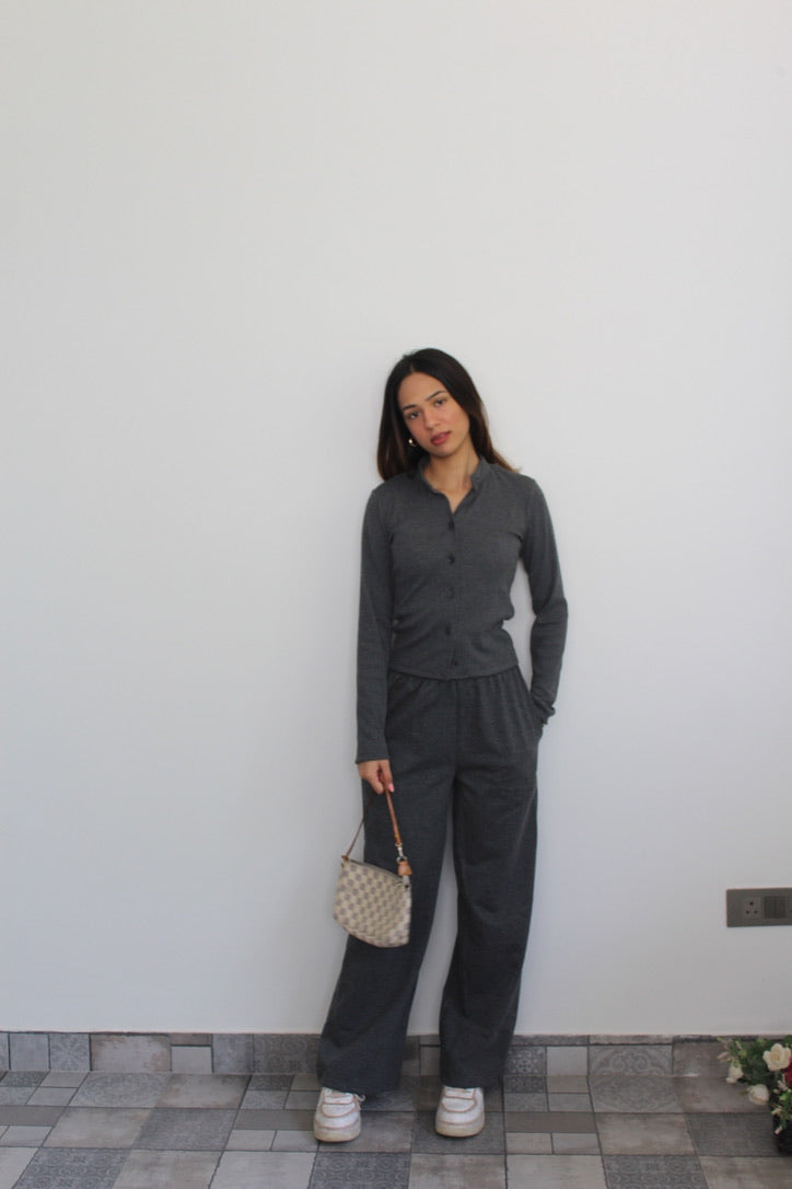 Cotton Fleece Grey Melange Set