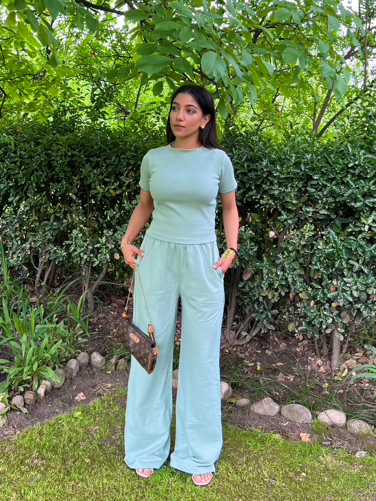Mint Green Half Sleeves Terry Set