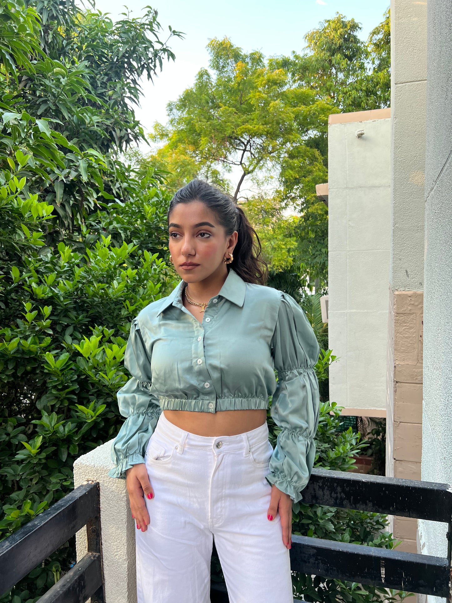 Paris Satin Ruffle Shirt
