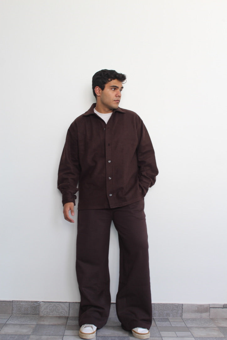 Cotton Fleece Brown Unisex Co-ord