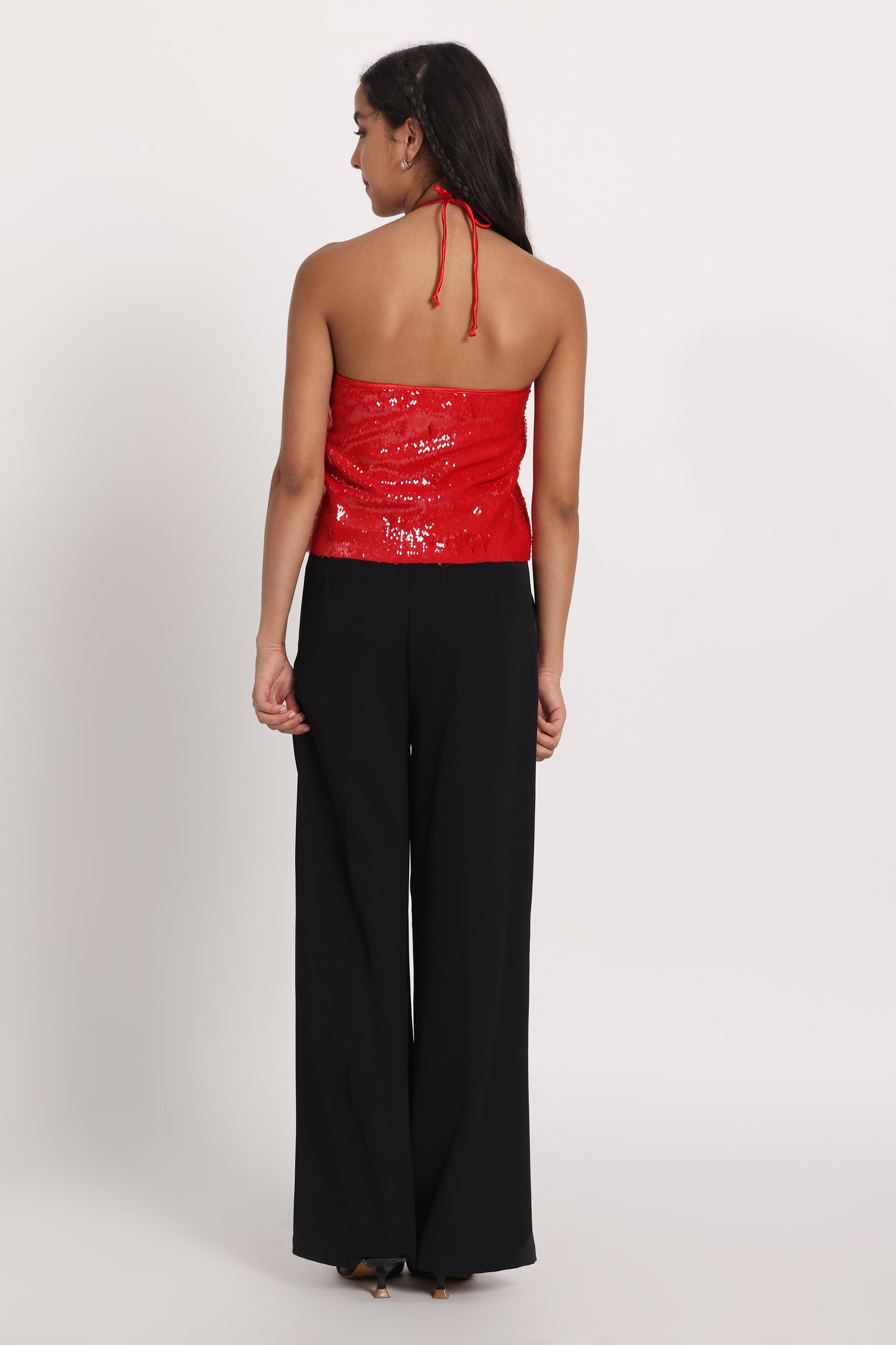 Red Water Sequin Halter Top ONLY