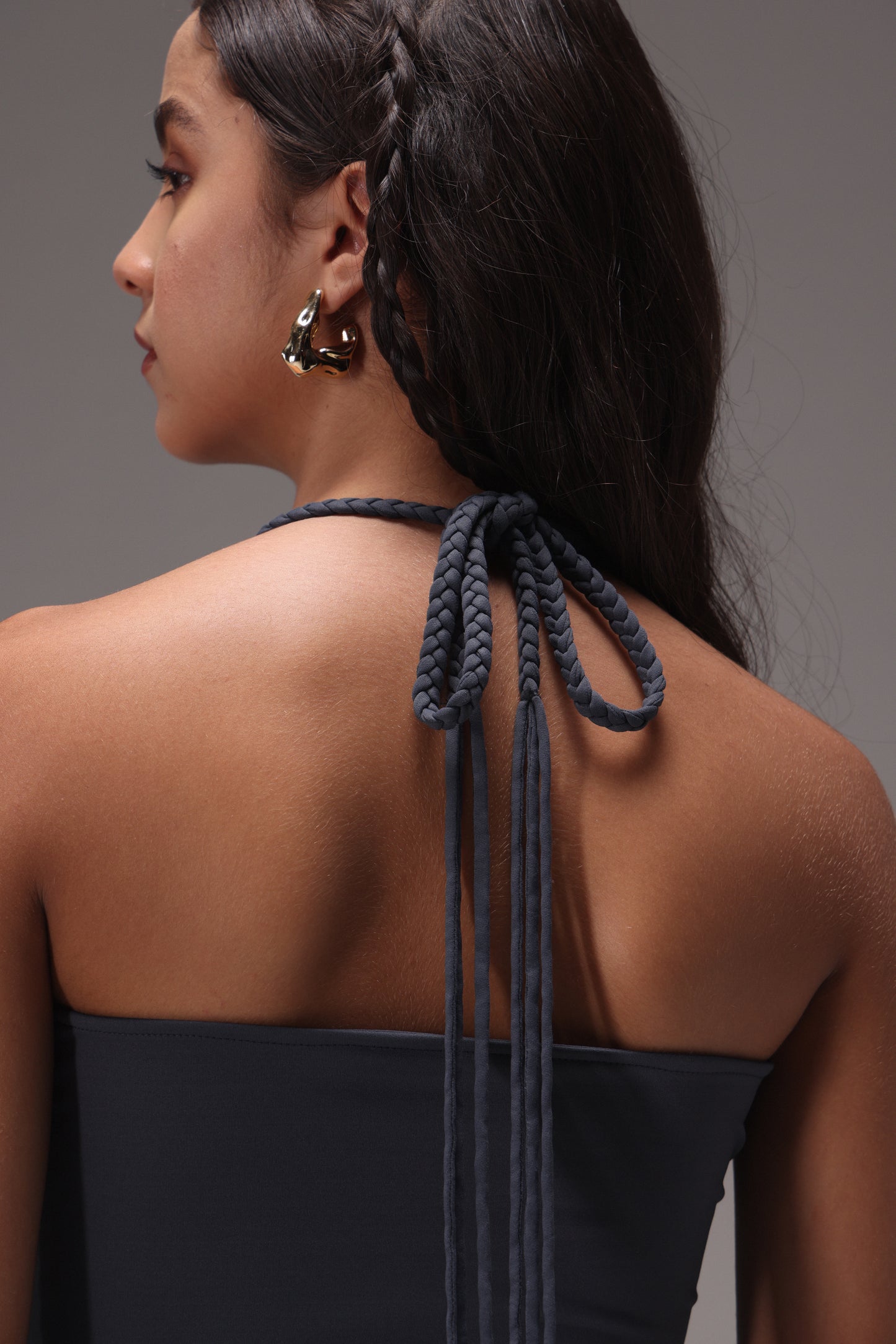 Seamless Braided Halter Cotton Elastane Skirt Set