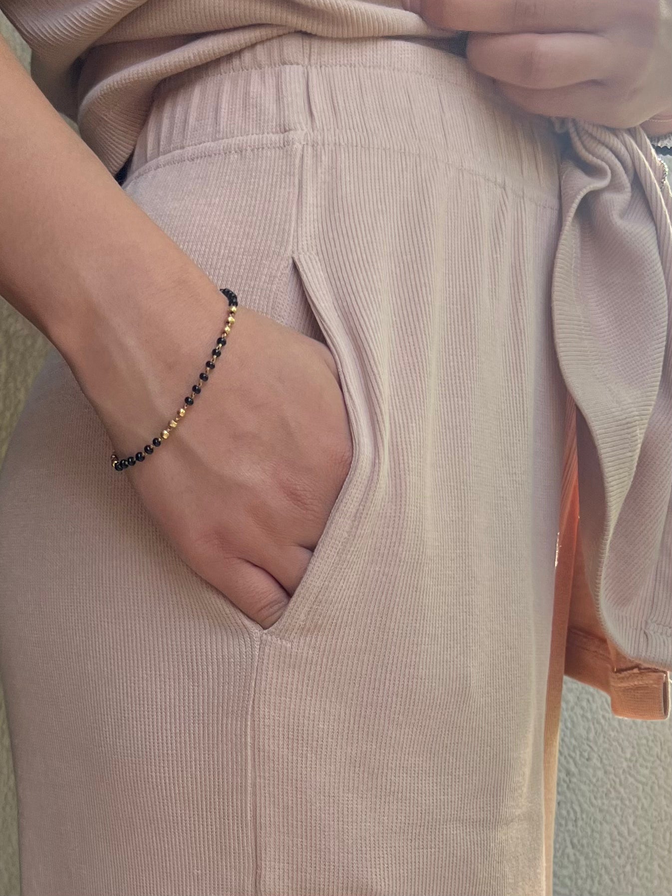 Beige RIB Women's Shirt Co-ord