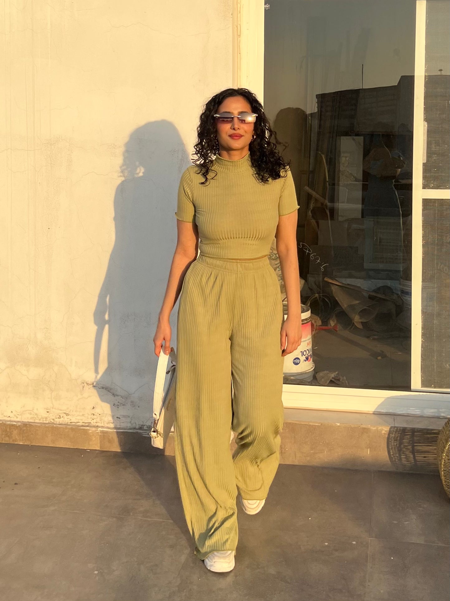 Matcha Green RIB Crop Co-ord