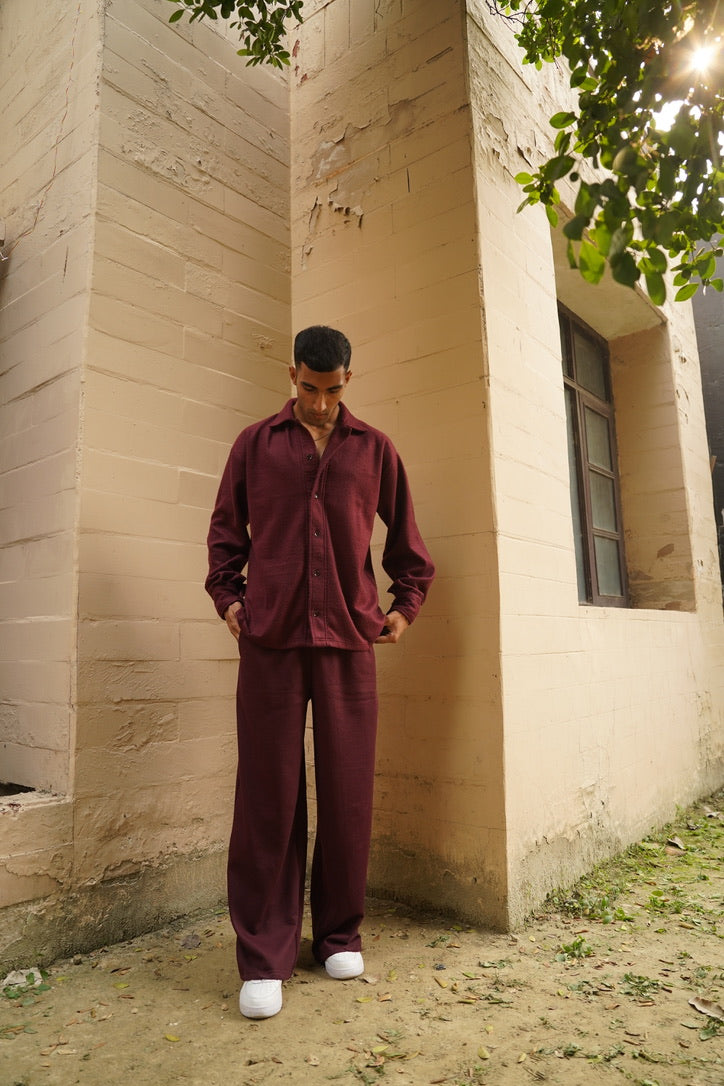 Cotton Fleece Wine Unisex Co-ord