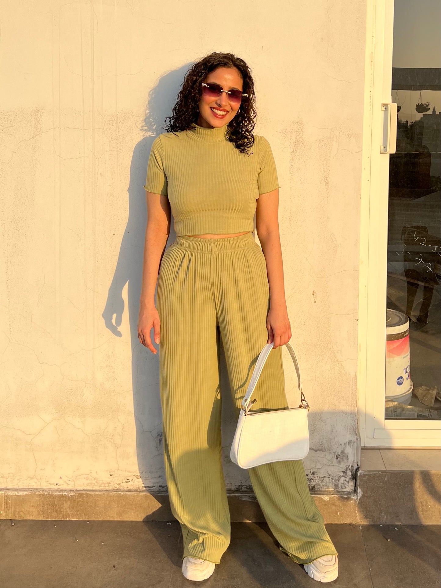 Matcha Green RIB Crop Co-ord